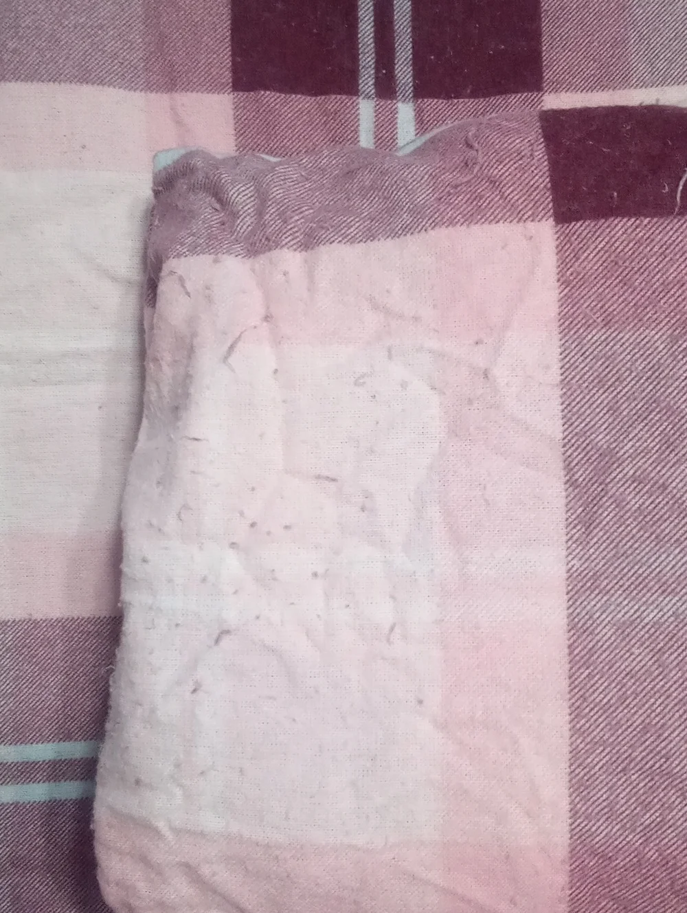 Plaid Pink and Maroon Flannel Sheet Set